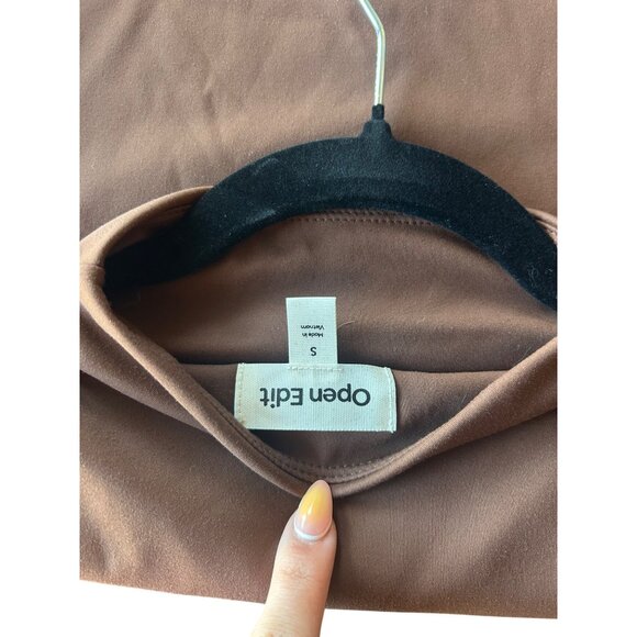 Open Edit Brown Sleeveless Mock Neck Bodysuit Womens S Nordstrom Soft Stretchy F - Picture 7 of 8